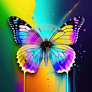 Beautiful butterfly in abstract splash style
