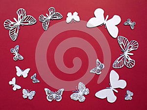 Beautiful butterfly cut from white paper, Lithuania