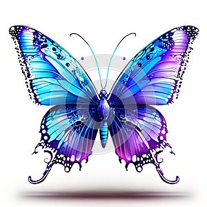 Beautiful butterfly isolated on a white background. 3d rendering. AI Generated