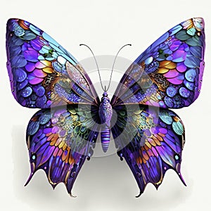 Beautiful butterfly isolated on a white background. 3d rendering. AI Generated
