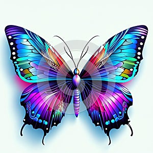 Beautiful butterfly isolated on a white background. 3d rendering. Generative AI