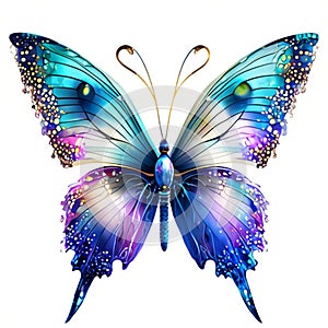 Beautiful butterfly isolated on a white background. 3d rendering. generative AI