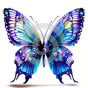 Beautiful butterfly isolated on a white background. 3d rendering. generative AI