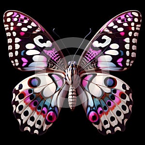 A beautiful butterfly with thick dabs, spotted wings, pink and purple, aesthetic, fashion art, stickers photo