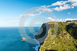 Cabo AÃÂ©reo outlook at coastal cliffs, Sao Jorge, Madeira, Portugal photo