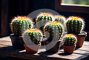 Beautiful cactus against the background of the Mexican desert, agave bush grows in the desert,