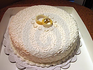 Beautiful cake with two love rings, Lithuania