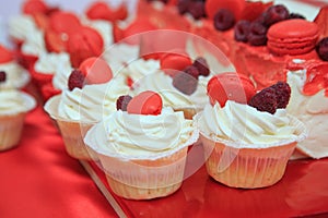 Beautiful cakes on the buffet table