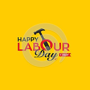 1st May - Happy Labour Day Banner with Yellow Background