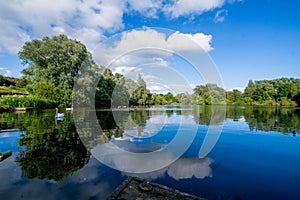 A beautiful, calm and peaceful picture of a lake in the park