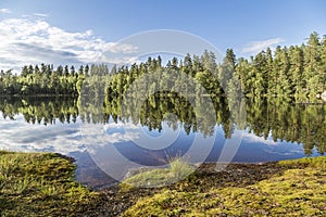 Beautiful calm pond landscape from Finland
