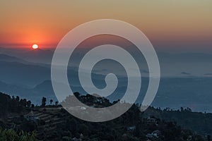 Beautiful calm sunrise over the Sarangkot