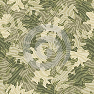 Beautiful camouflage zebra style seamless pattern. Fabric textile print template