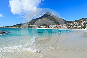 Beautiful Camps Bay Beach and Lion Head Mountain Chain