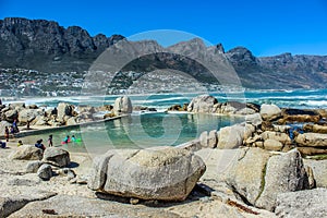 Beautiful Camps bay beach and twelve apostles in Cape town South Africa