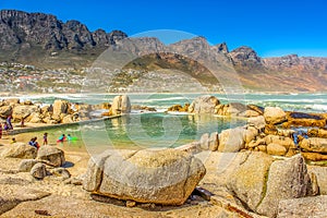 Beautiful Camps bay beach and twelve apostles in Cape town South Africa