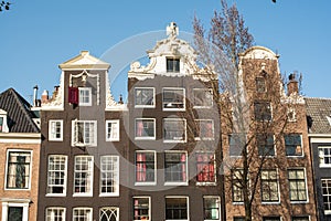 Beautiful canal houses and bridges in Amsterdam