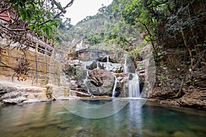 Beautiful canyon and waterfall landscape around Dinghu Mountain National Nature Reserve