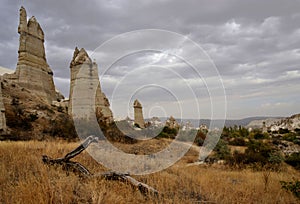 Beautiful Cappadocian landscape with unusal rock formations,Turkey