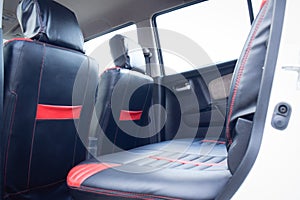 Beautiful car seat and cover of a luxury car. Interior of a luxury car.photo about car seats photo