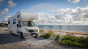 Beautiful caravan parking spot by the seaside