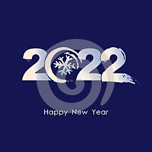 Beautiful card with frozen 2022. Handwritten 2022 logo. Happy New Year.