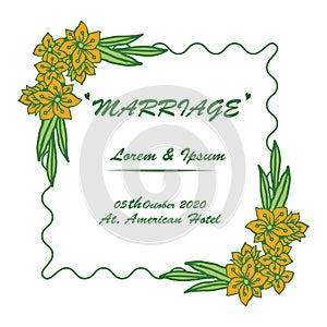 Beautiful card of marriage romantic, with vintage colorful floral frame background. Vector