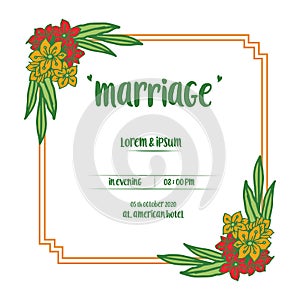 Beautiful card of marriage romantic, with vintage colorful floral frame background. Vector