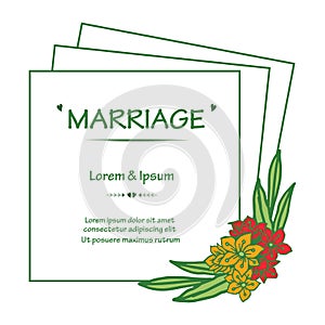 Beautiful card of marriage romantic, with vintage colorful floral frame background. Vector