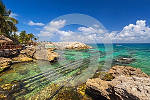 Beautiful Caribbean Sea beach in Playa del Carmen, Mexico