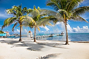 Beautiful caribbean sight with turquoise water in San Pedro, Be