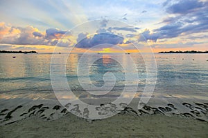 Beautiful Caribbean sunset on a beach resort