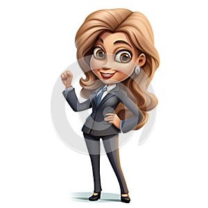 Beautiful Cartoon Business Woman Mascot