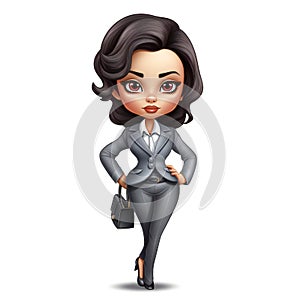 Beautiful Cartoon Business Woman Mascot