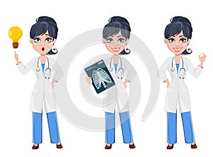 Beautiful cartoon character medic. Set