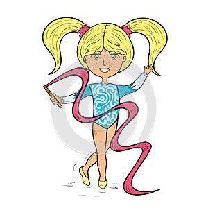 Beautiful cartoon girl gymnast