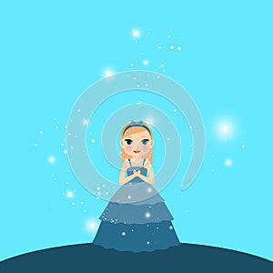 Beautiful cartoon princess with lights