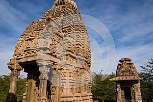 Beautiful carved ancient Jain temples constructed in 6th century AD in Osian, India.