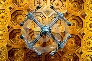 Beautiful carved chandelier in an old manor