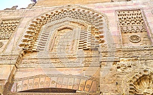 The medieval stone carved bas-relief with Islamic pattern, Cairo photo
