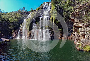 beautiful cascade waterfall in Chapada dos Veadeiros, Goias, Brazil