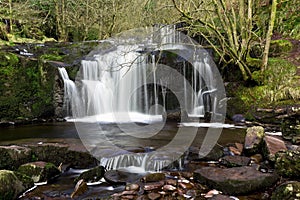 Beautiful cascades, Afon Caerfanell mountain river, Blaen-y-Glyn photo