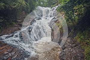 Beautiful cascading Datanla waterfall In the mountain town Dalat, Vietnam