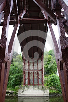 Beautiful cast iron bridge over the river Severn at Ironbridge, Shropshire, England.