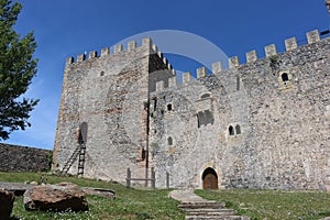 beautiful castle fortress old stone resistant battlements photo