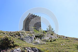 Beautiful castle fortress old stone resistant battlements photo