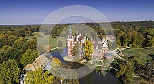 A beautiful castle and gardens - FÃ¼rst PÃ¼ckler Park in Bad Muskau - from a bird`s eye view