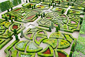 Beautiful castle gardens of Villandry in the Loire France.