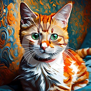 Beautiful cat oil painting - ai generated image