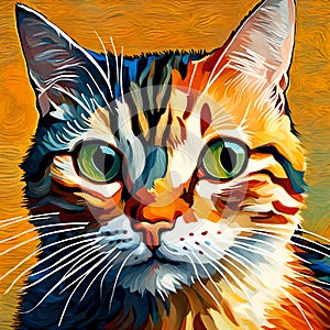 Beautiful cat oil painting - ai generated image